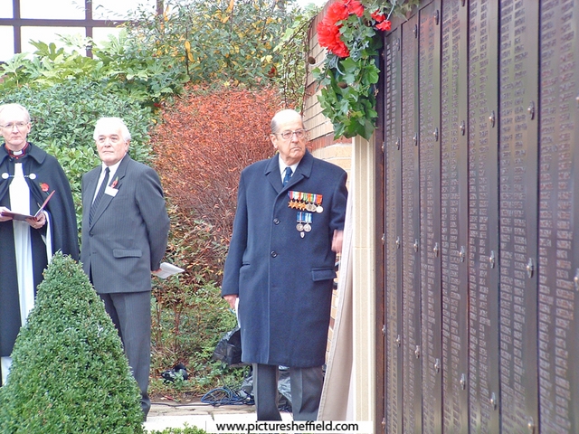 Mr John Fay unveiling commemorative plaque, Great Central Railway War Memorial