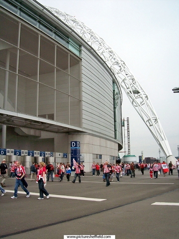 Sheffield United supporters outside the Wembley Stadium before the Championship play-off final against Burnley