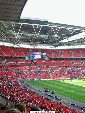 Sheffield United fans at Wembley Stadium before the Championship play-off final against Burnley.