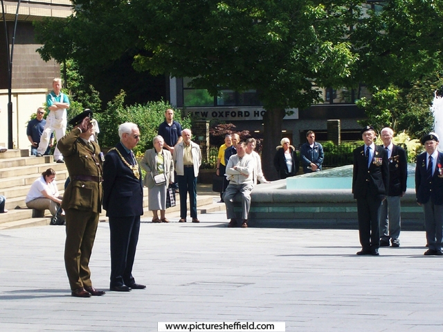 Official commemoration service of the D-Day landings of 6 June 1944 at Barker's Pool War Memorial attended by members of the Normandy Veterans Association