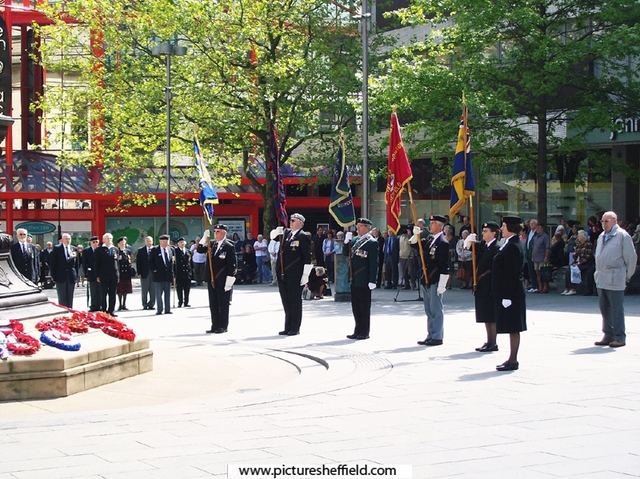 Official commemoration service of the D-Day landings of 6 June 1944 at the Barker's Pool war memorial, attended by members of the Normandy Veterans Association