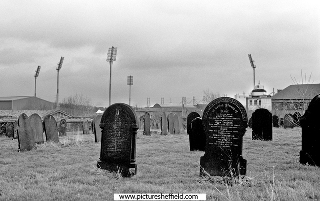 Attercliffe Cemetery, off Attercliffe Road, looking towards Don Valley Stadium