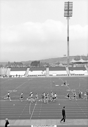 View from the Stand one of the 3000m races, Festival of Athletics, Don Valley Stadium
