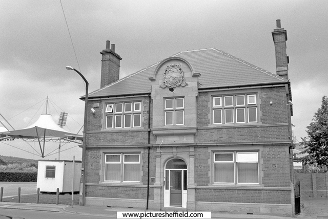 Stadium House public house, No. 119 Worksop Road formerly The White Hart Inn with Don Valley Stadium in the background