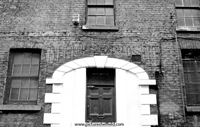 Entrance to E.L. Pinder, cutlery and silverware manufacturer, rear of Butcher Works, Eyre Lane