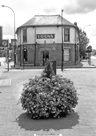 Floral display in front of Bronx (formerly Norfolk Arms), No. 208 Savile Street East, Attercliffe
