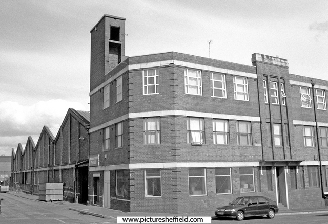 John Street Platers, electroplaters and metal finishers, from Harleston Street (left) formerly the premises of Firth Brown Tools Ltd., Bessemer Building