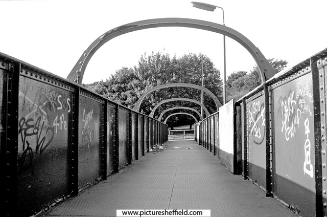 Footbridge connecting Station Lane and Holywell Road near near former Brightside Station looking towards Hollywell Road