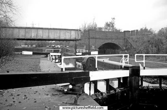 SYK Navigation, Tinsley Locks showing former Railway Bridge to Tinsley Marshalling Yards