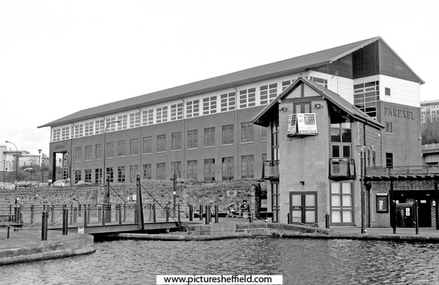 Victoria Quays/Canal Basin, Sheffield and South Yorkshire Navigation showing the Locks; Basin Masters Office in front of Navigation House