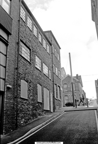 Bailey Lane looking towards West Street showing the  former Morton Scissors, scissor manufacturers,
