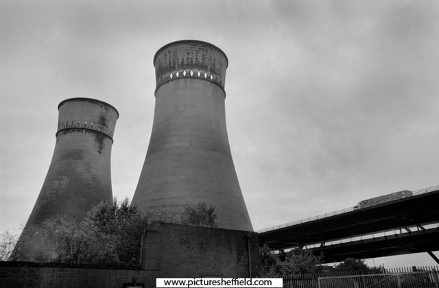 Cooling Towers part of at the former Blackburn Meadows Power Station with Tinsley Viaduct in the background