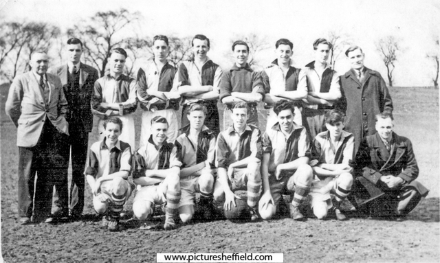 Crowder Sports F.C. team photograph, played in black and yellow shirts and black shorts