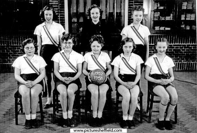 Junior Netball team photograph 1957/8, Hartley Brook Secondary School