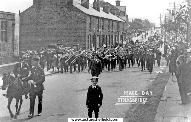 Peace celebrations in Stocksbridge after World War 1