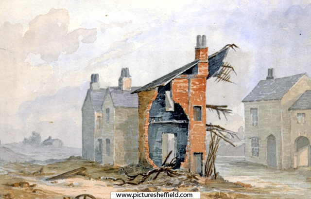 Sheffield Flood. Remains of Cleakum Inn (Malin Bridge Inn), Malin Bridge, Hillsborough