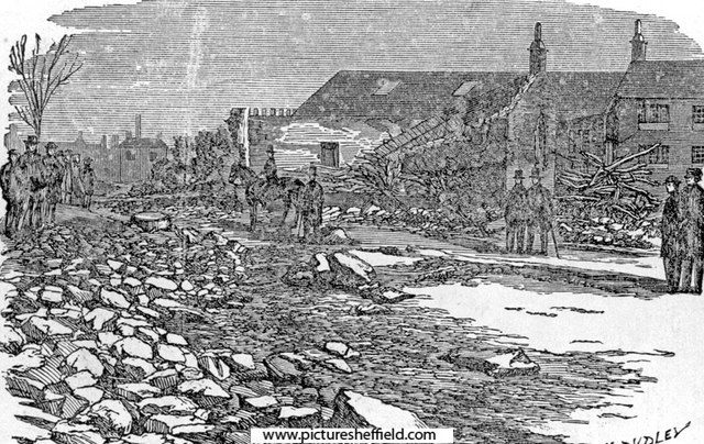 Sheffield Flood. The ruins at Hillsborough