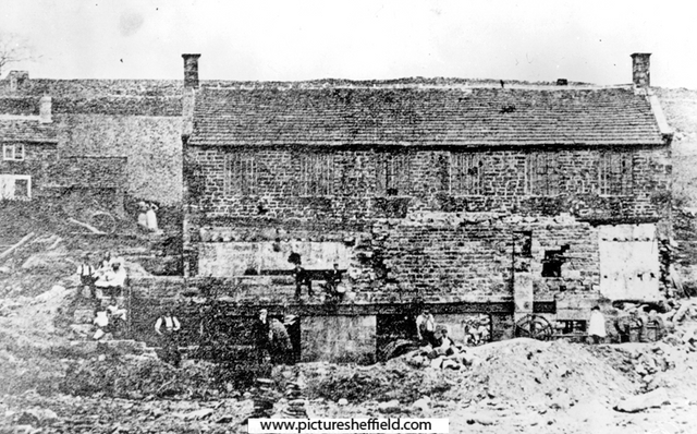 Sheffield Flood. Remains of William I. Horn and Co., scythe and sickle manufacturers, Wisewood Scythe Wheels or Forge