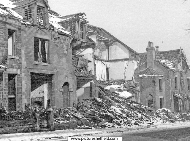 Sandford Grove Road, houses damaged in air raid	