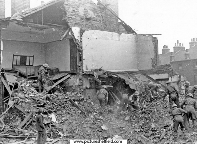 Dwelling Houses, Exeter Street, air raid damage, rescue work