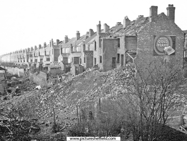 Back view of houses on City Road after air raids