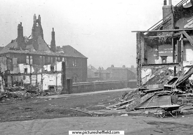 Attercliffe Council School after air raids, Baldwin Street, Attercliffe