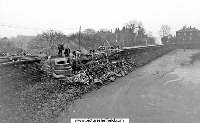 Godfrey Dam, Northumberland Road showing air raid damage