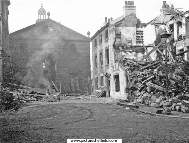 Air raid damage at St. James Church and surrounding buildings, St. James Street