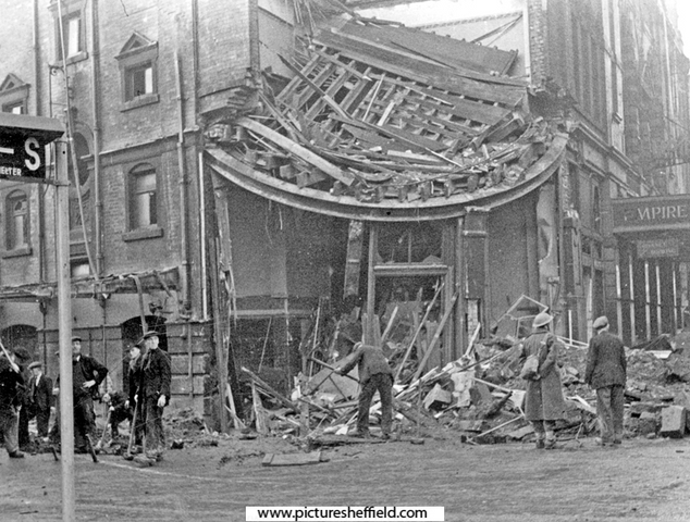 Air raid damage at the Empire Theatre, Charles Street/Union Street.