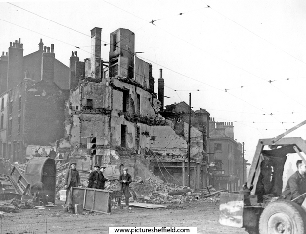 Corner of Angel Street/Bank Street, after air raid