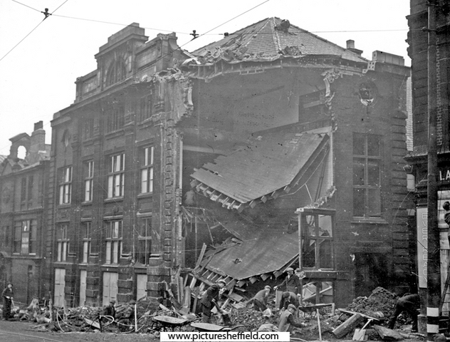 J. W. Northend, printers, No. 49 West Street, air raid damage