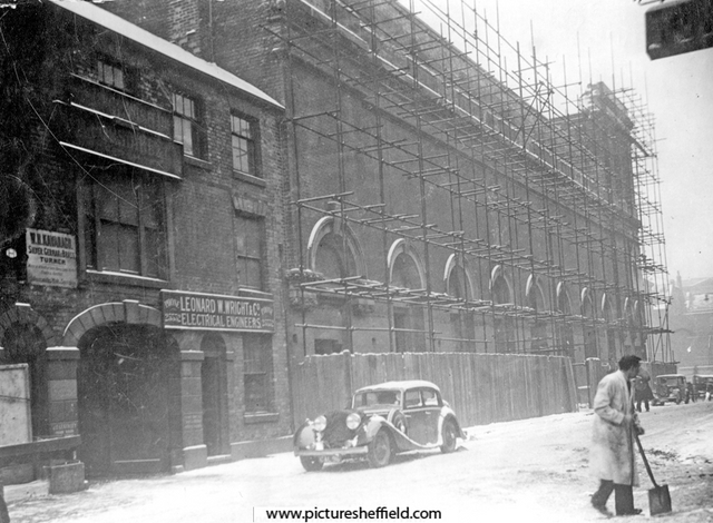 Albert Hall from Burgess Street (destroyed by fire 14th June 1937) No 16, Leonard W. Wright and Co, Electrical Engineers on left