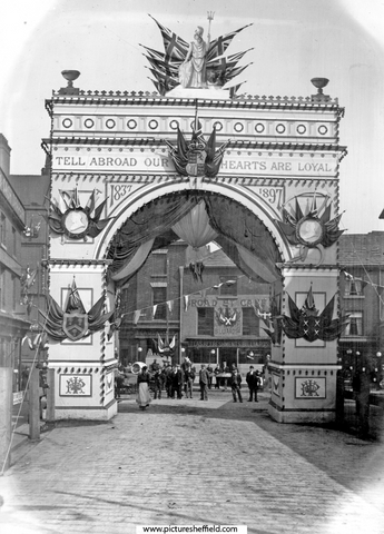 Queen Victoria's visit. Decorations on Duke Street looking towards Broad Street