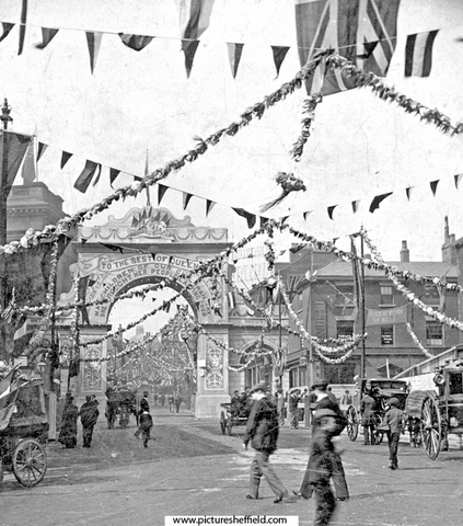 Queen Victoria's visit. Decorations in Barkers Pool