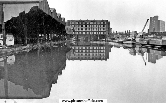 Timber Dock and Straddle Warehouse, Sheffield Canal Basin with Smithfield House far right