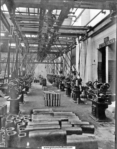 Munitions Manufacture, Machine Shop, Sheffield Simplex Motor Works Ltd., Fitzwilliam Works, Tinsley, World War I