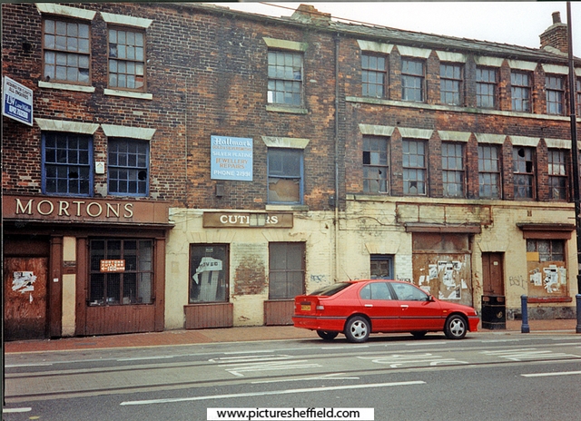 West Street showing former premises of Nos. 100 - 104 Morton Scissors, scissors manufacturers and No. 100 Davidson and Co. (Steel Stamps) Ltd., mark makers