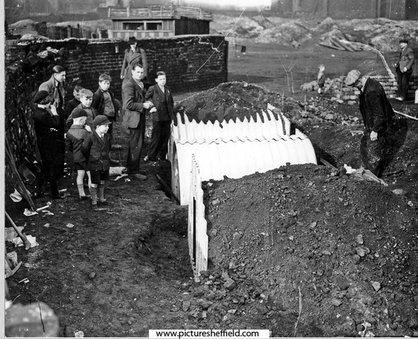 Putting in Air Raid Shelters WWII