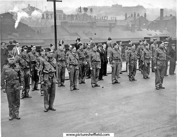 First parade of a Sheffield Home Guard unit,Victoria Station approach