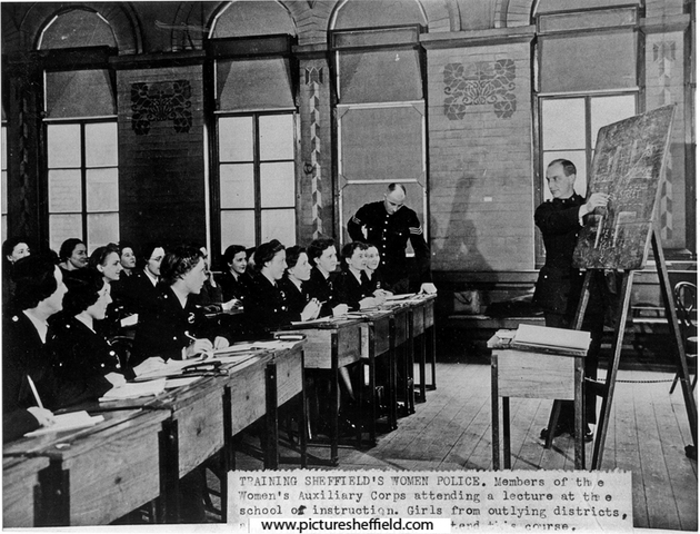 Training members of the Women's Auxiliary Police Corps