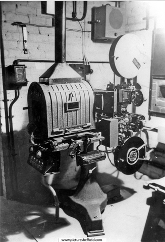 Projection booth equipped with Gaumont projectors, Heeley Green Picture House, Gleadless Road