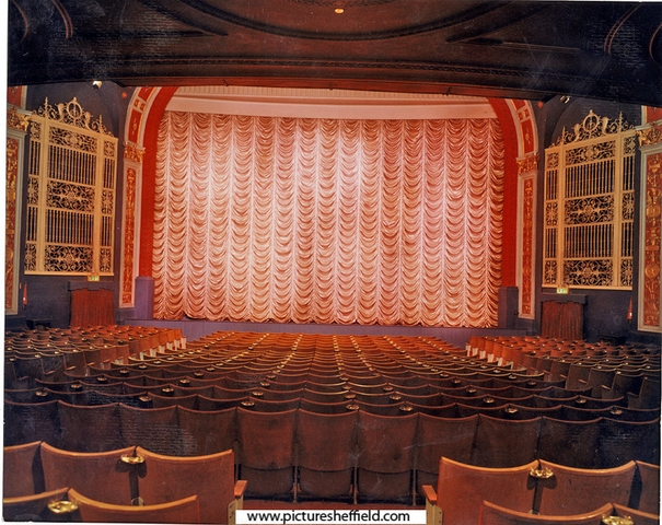 Auditorium of Gaumont Cinema, Barker's Pool, formerly The Regent. Designed by W.E. Trent. Opened 26th December, 1927. Became the Gaumont in 1946 and was twinned by Rank in 1969 and tripled in 1979. Closed 7th November 1985