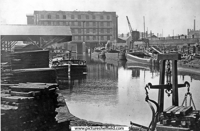 Canal Basin showing Straddle Warehouse and steam crane for loading on to barges and keels