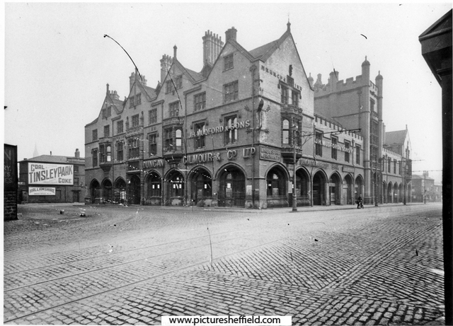 Corn Exchange including Maunche Hotel, Duncan Gilmour and Co. Ltd., Exchange Street, left