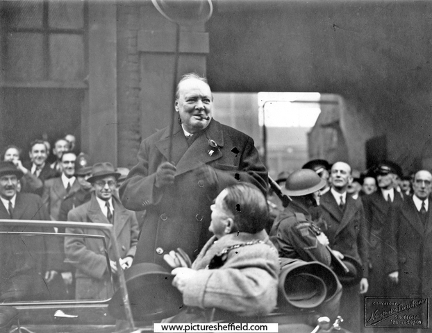 Visit of Winston Churchill to Sheffield, with Luther Frederick Milner, Lord Mayor