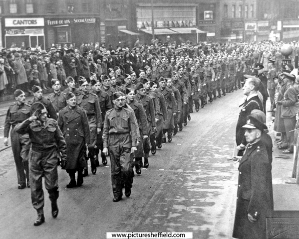 York and Lancaster Regiment, 69 W.R. Home Guard in a march past the Town Hall