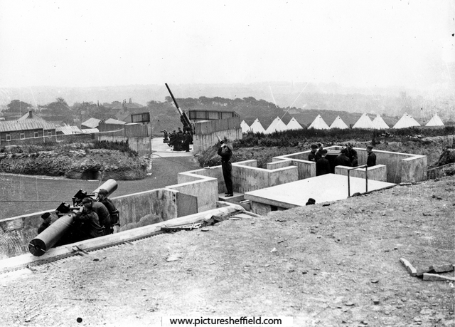 A A Gun emplacement on Warminster Road during World War II