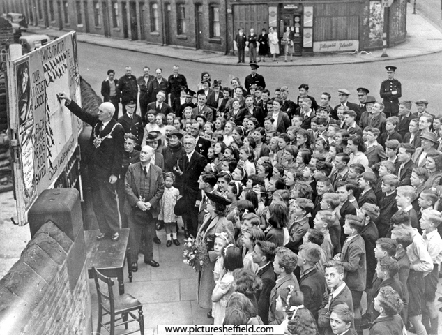 Wings For Victory Week at Owler Lane during Second World War, showing (left, on chair) Alderman Harry England Bridgewater