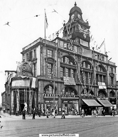 Telegraph and Star Offices, Kemsley House, High Street, decorated for VE Day Celebrations
