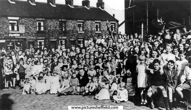 VE Day Street Party on corner of Fredrick Street and Main Road, Darnall